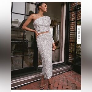 Express plus size sequin skirt and top matching set size XL